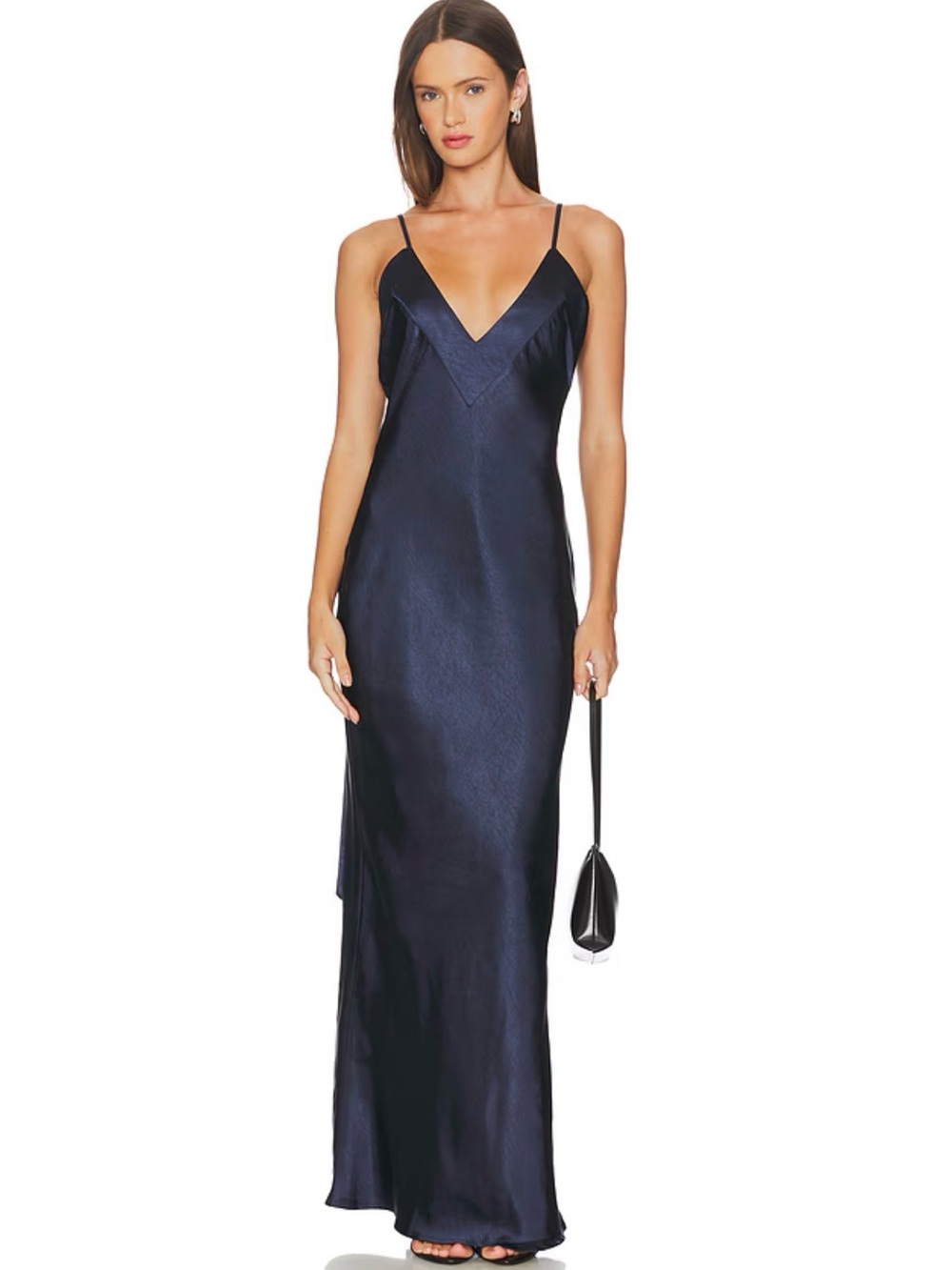 Sleeveless V-Neck Maxi Slip Dress in Deep Navy